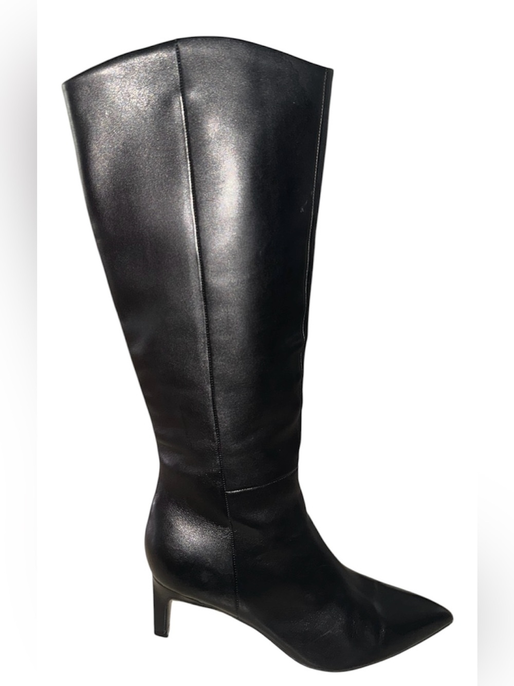 Marc Fisher Black Pointed-Toe Knee-High Leather Boots